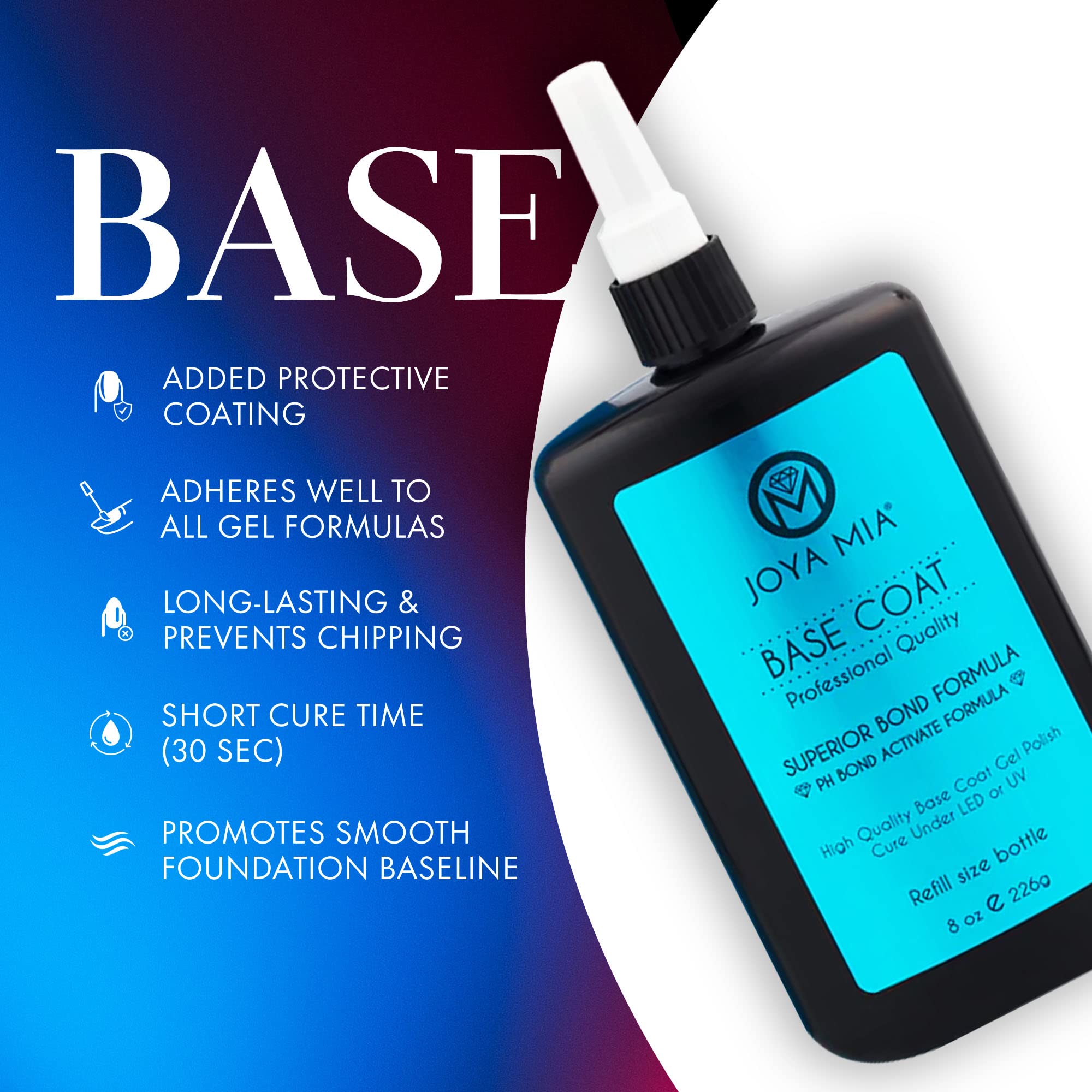 JOYA MIA base coat works with other gel systems for versatile DIY or pro use.
