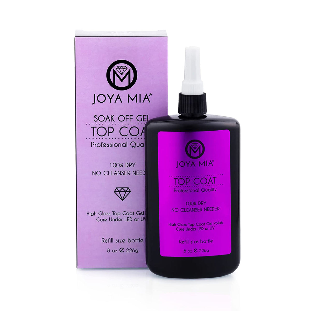 JOYA MIA top coat gel polish refill 8oz bottle with glossy shine on nails