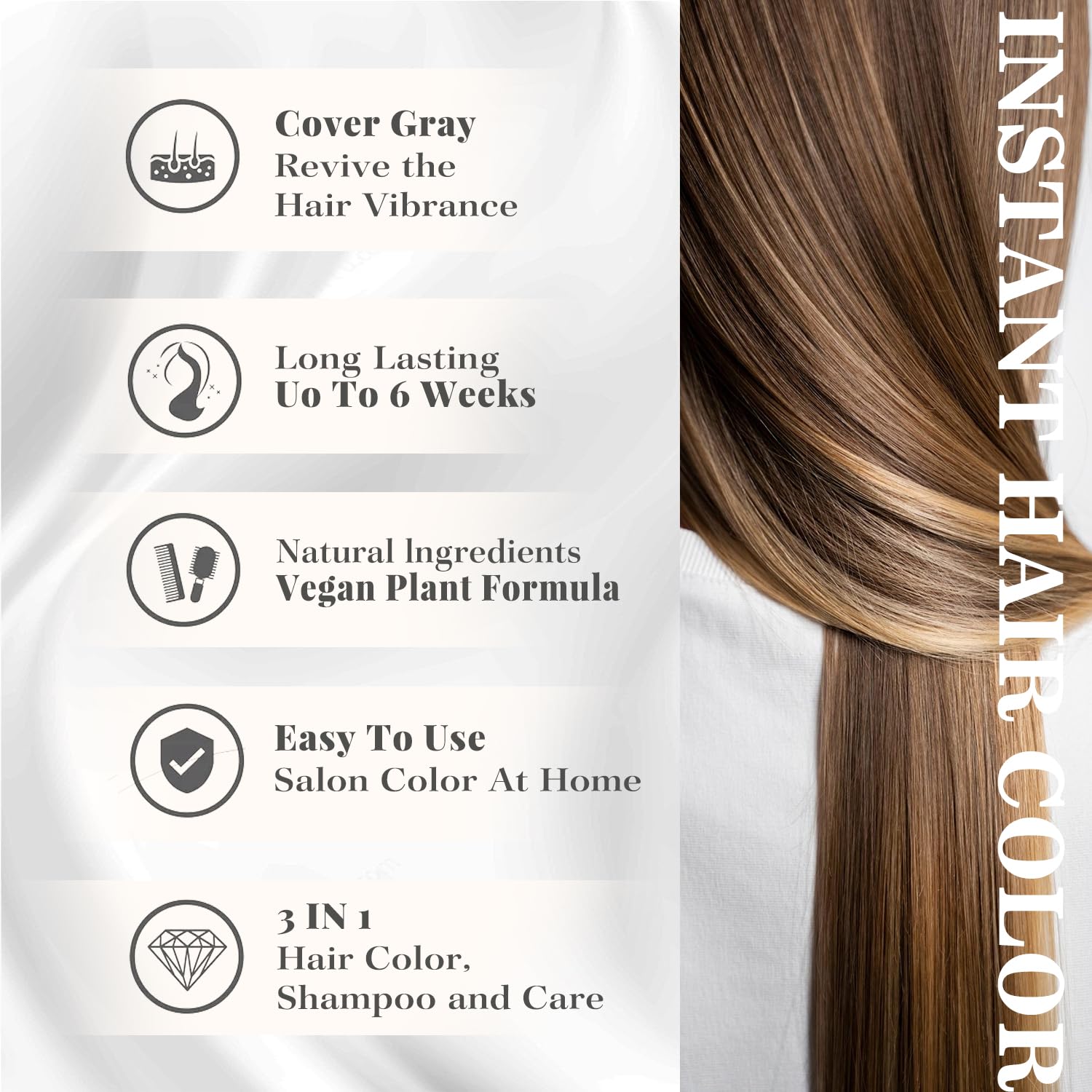 Joyful Young chestnut brown color deposit closeup for semi permanent fade