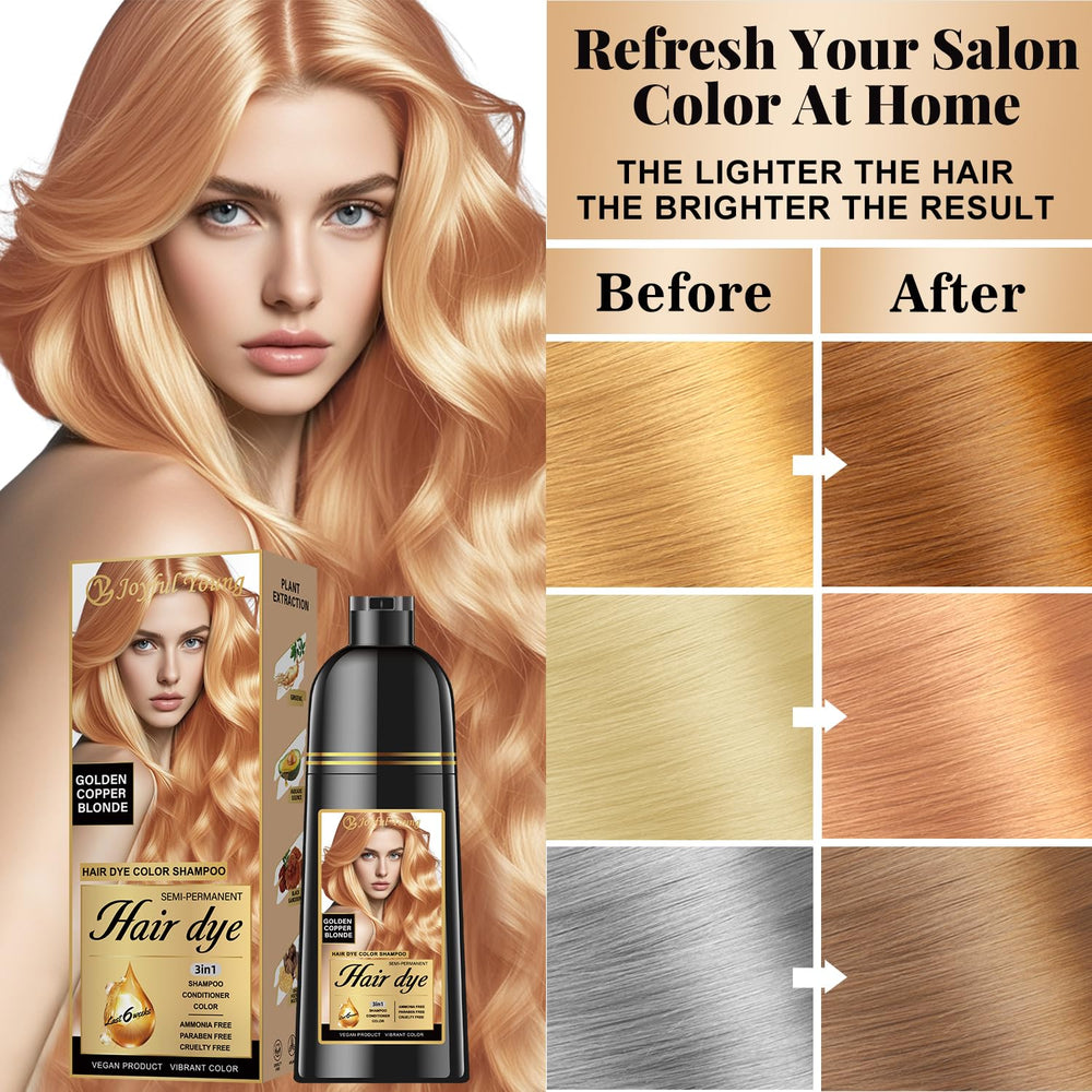 Joyful Young color depositing shampoo demonstrates gradual shade development