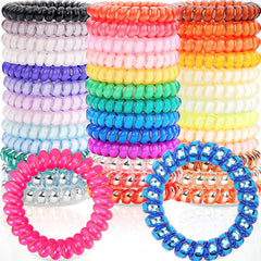 JOYOYO spiral hair ties in candy colors, gentle on hair and secure.