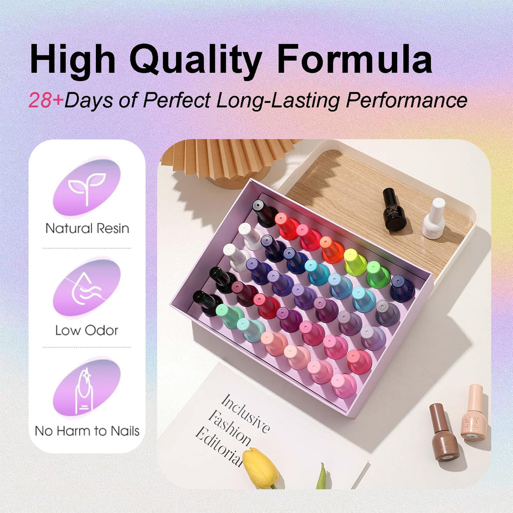 Base and top coats shown with color polishes for seamless manicure.