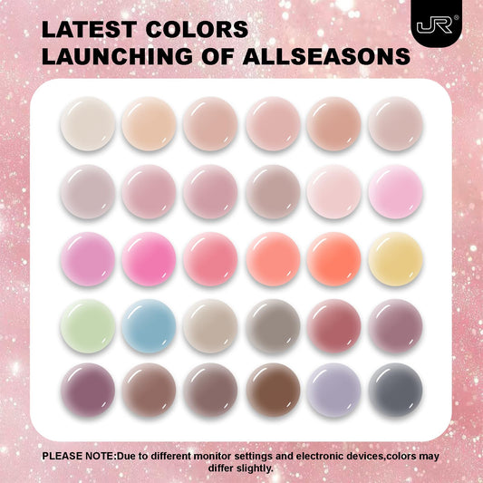 JR color-matched bottle display showing each shade clearly
