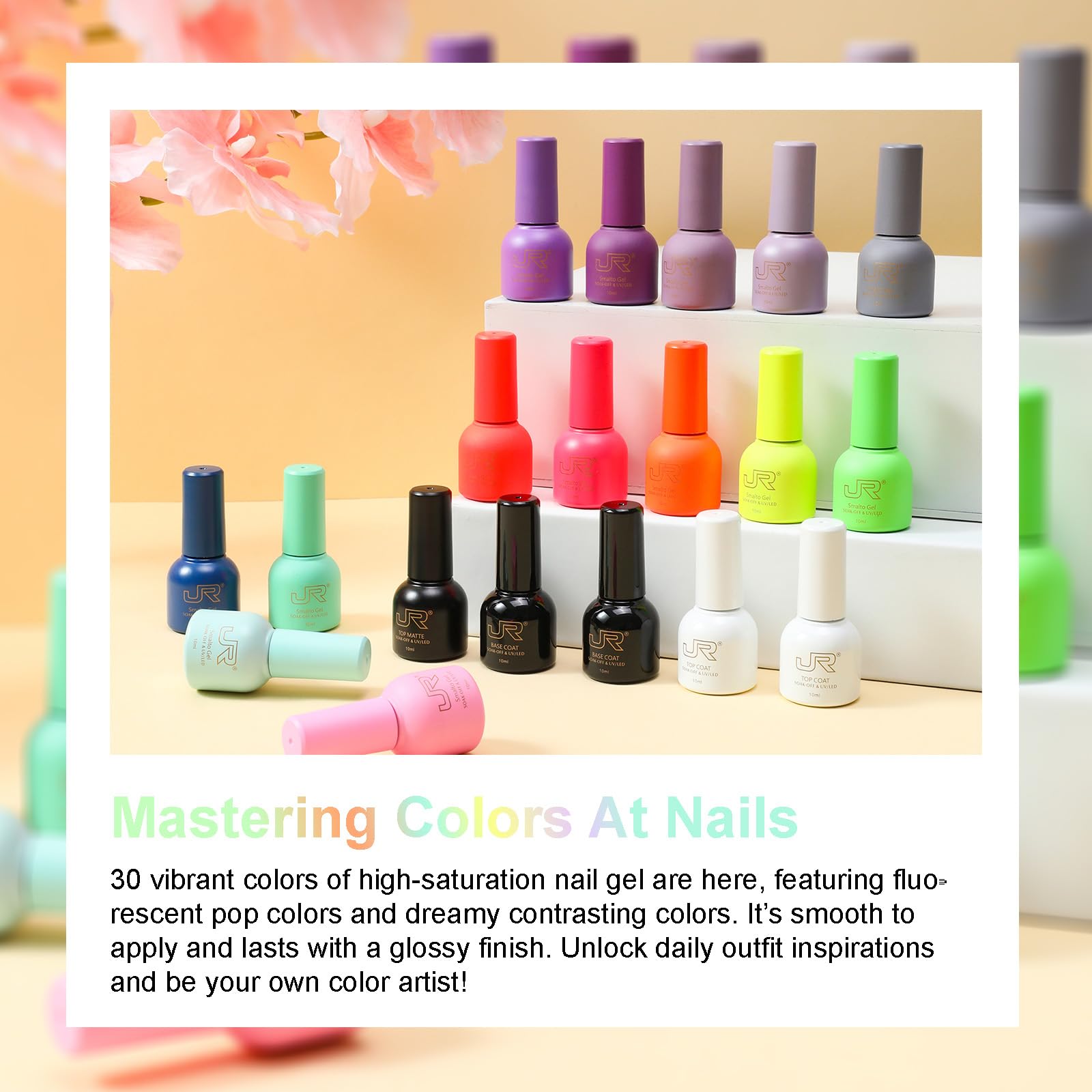 Color swatches from the JR set laid out for selection.