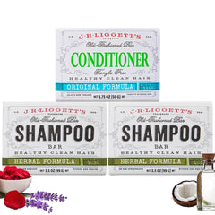 J.R.LIGGETT'S conditioner bar close-up shows a plant-based formula for smooth detangling.