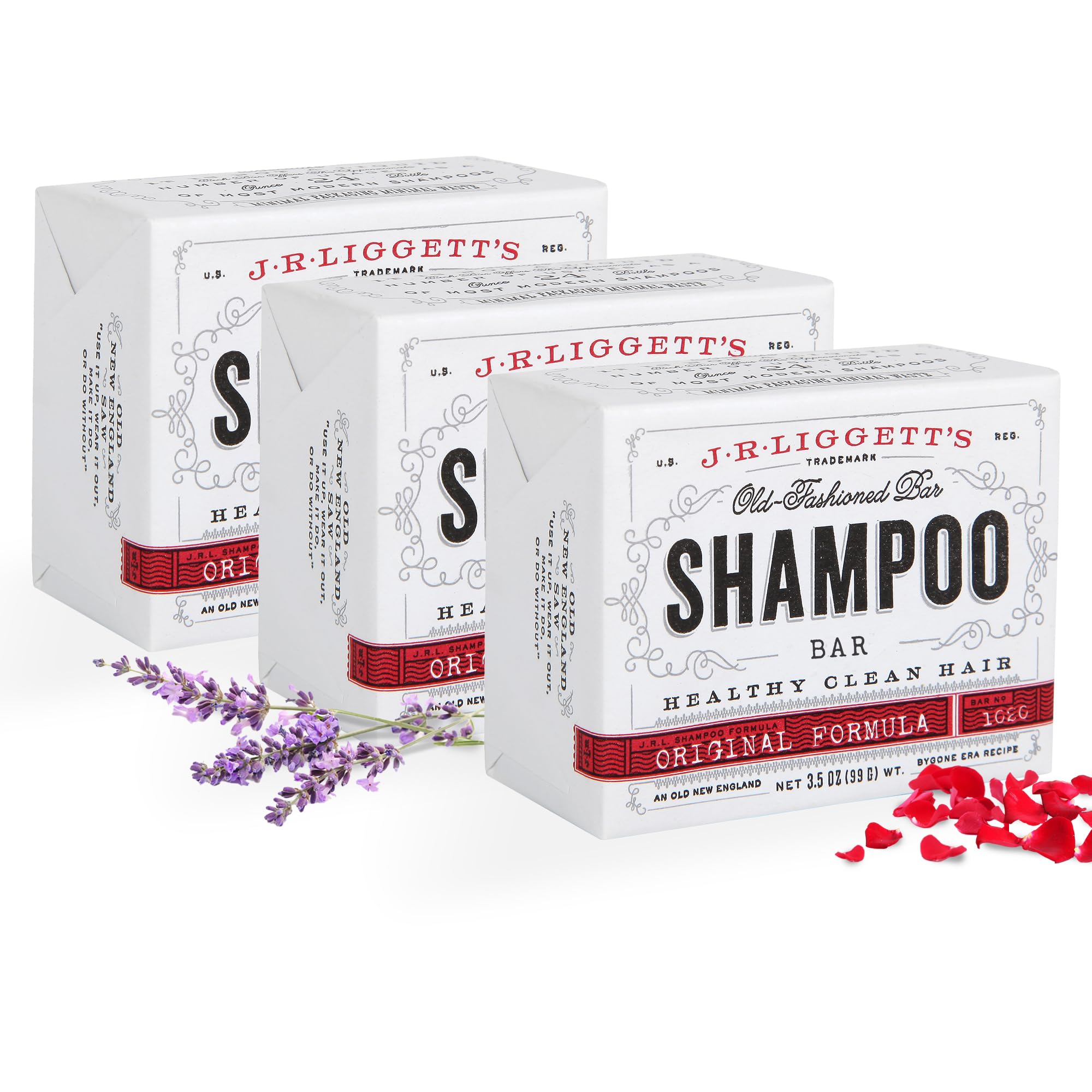 J.R.LIGGETT'S original formula shampoo bar packaging promotes gentle cleansing