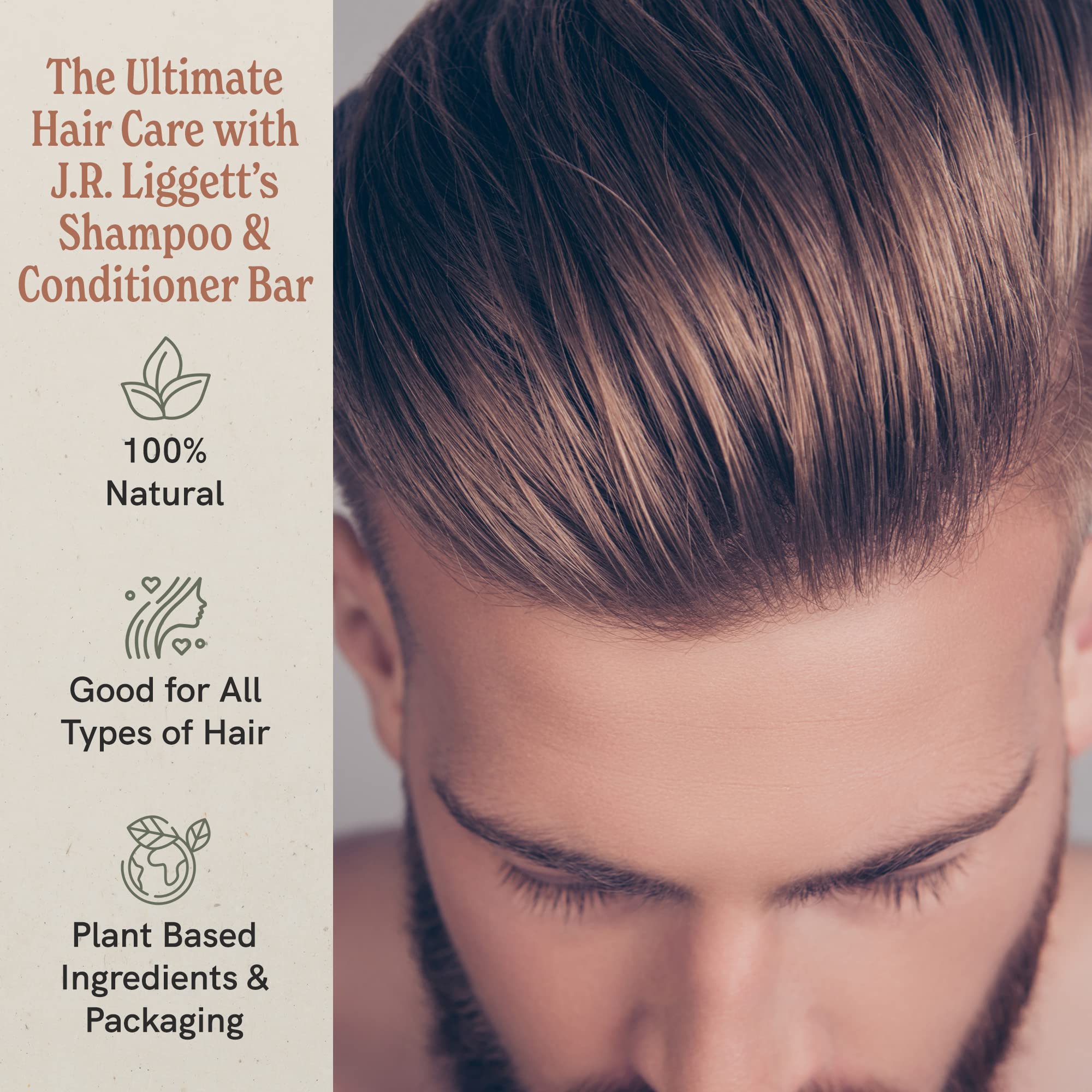 J.R.LIGGETT'S shampoo bar closeup reveals natural texture and ingredients.