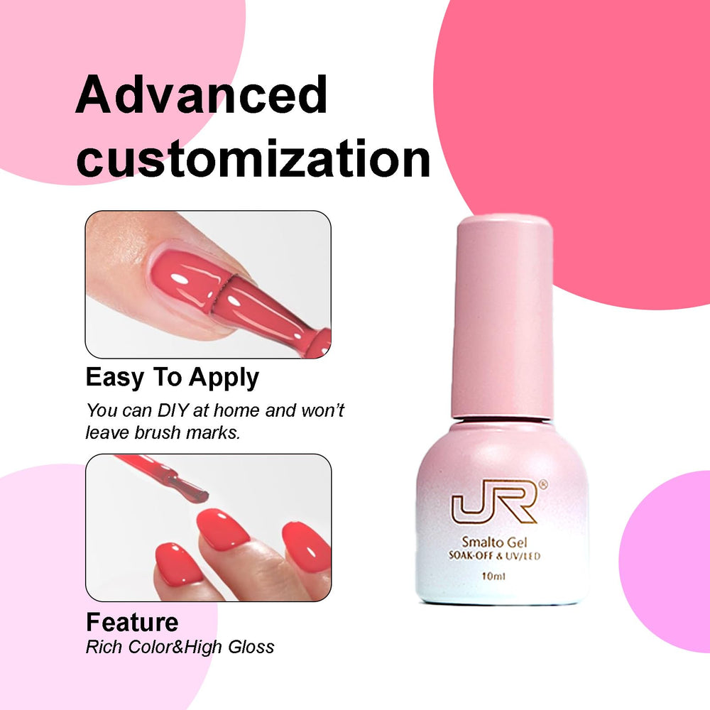 JR top matte coat bottle creates velvety, modern nail textures