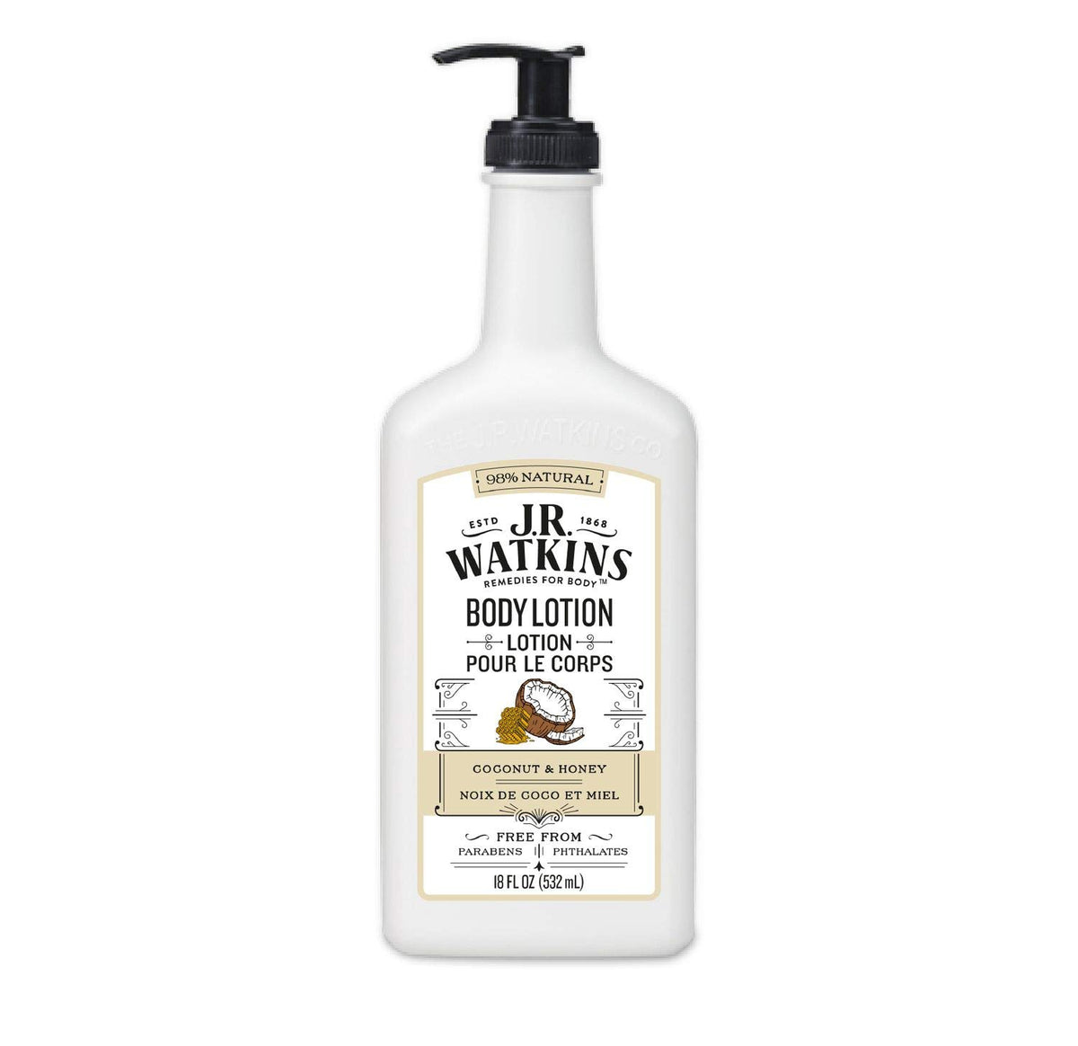 J.R. Watkins Daily Moisturizing Lotion pump closeup showing creamy hydration.