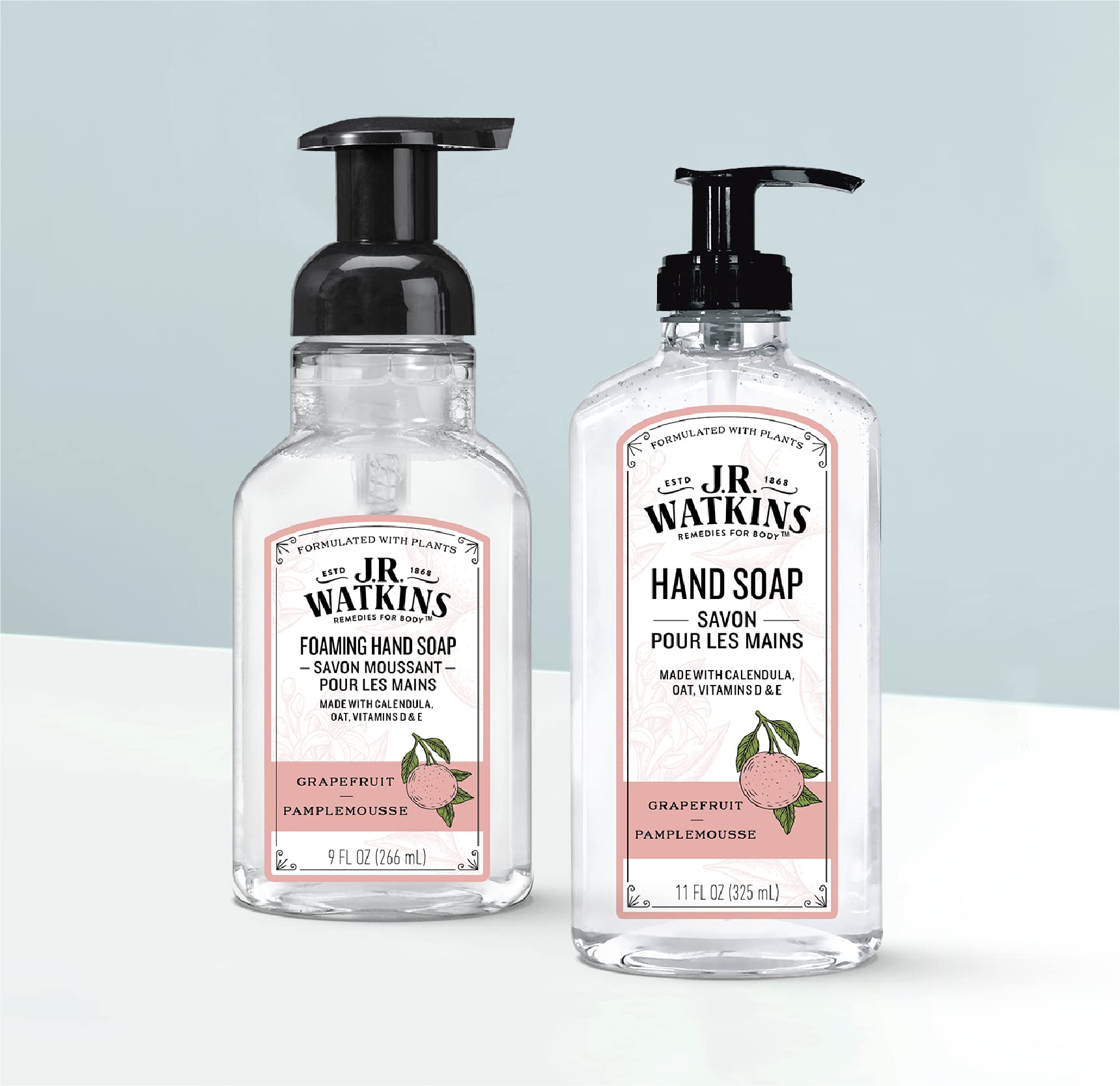 Closeup of J.R. Watkins Grapefruit foaming hand soap texture.