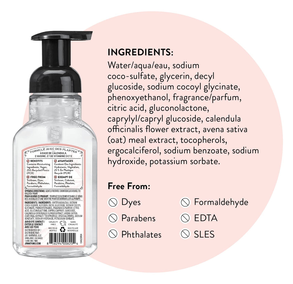 USA-made J.R. Watkins Grapefruit foaming hand soap bottle.