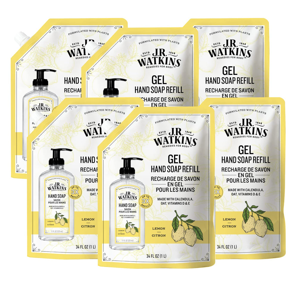 J.R. Watkins lemon hand soap refill pouch for easy bottle refills