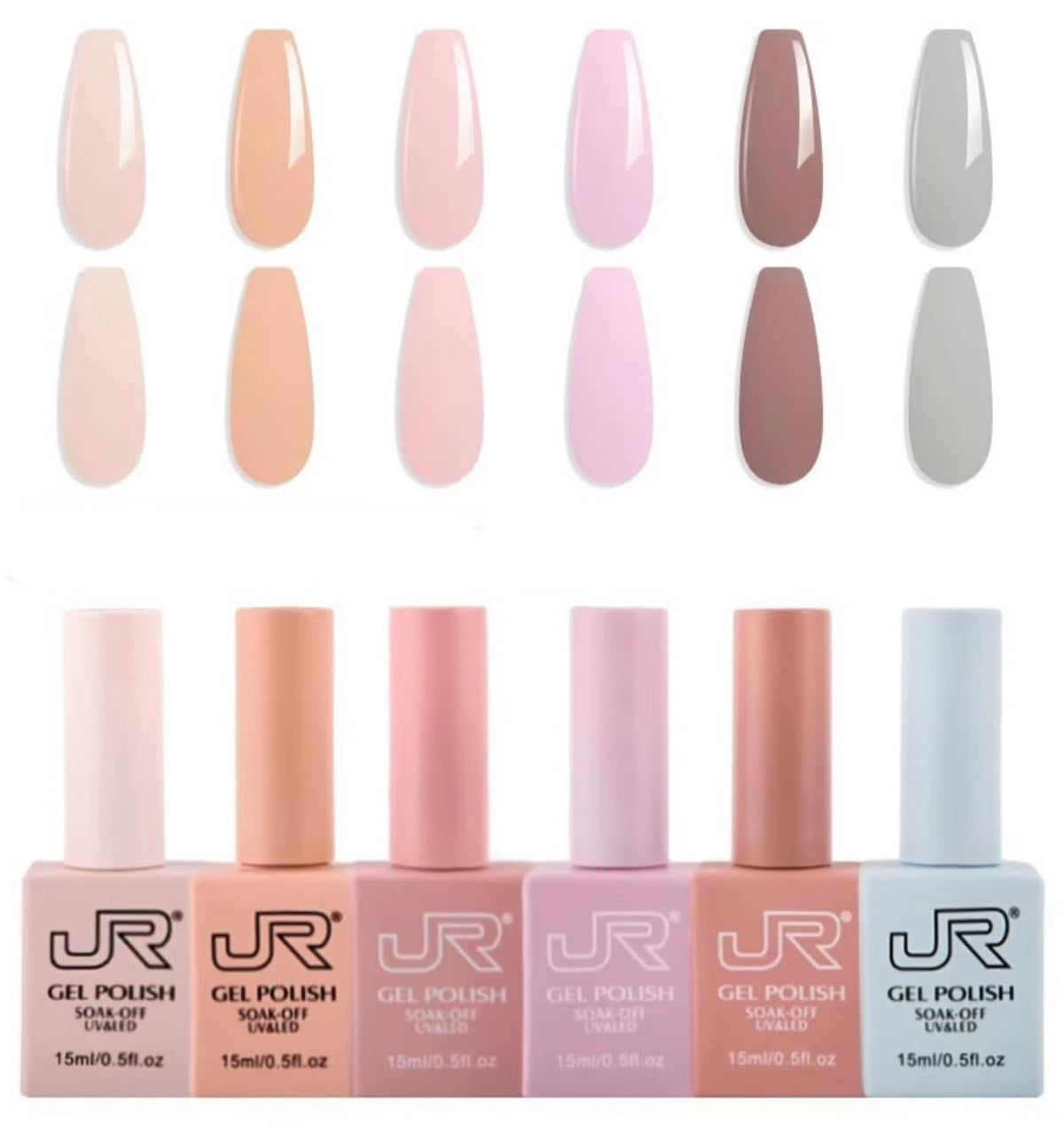 JRGel bottle close-up showing rich gel color and high-gloss finish for professional results.