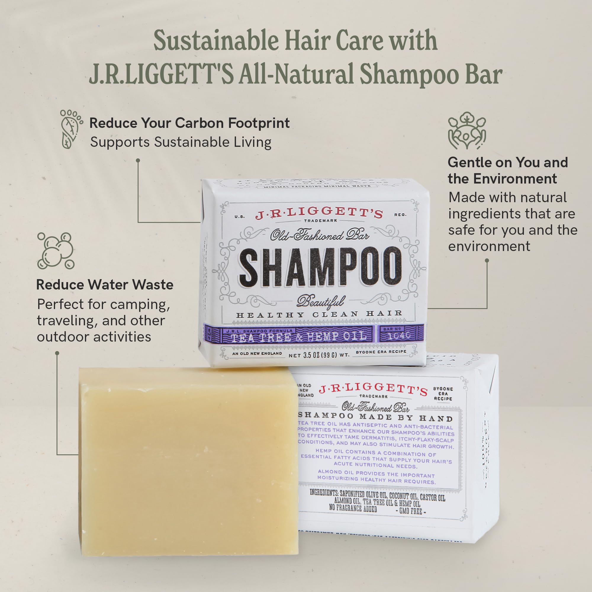 J.R.LIGGETT'S bar ideal for curly and color-treated hair without stripping oils