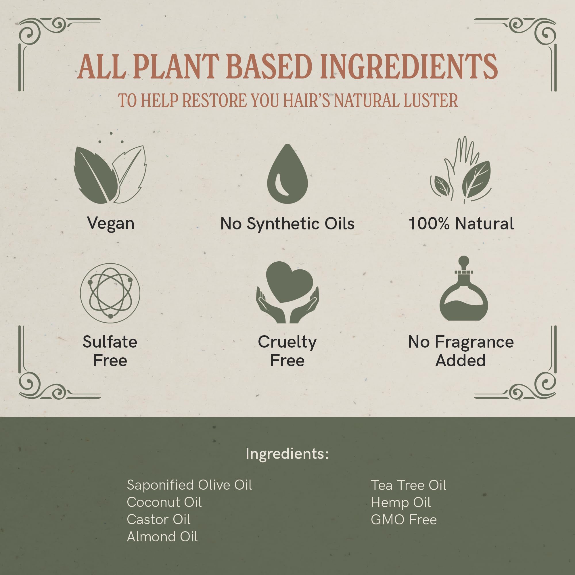 J.R.LIGGETT'S shampoo bar image shows olive, coconut, and castor oils for nourishment