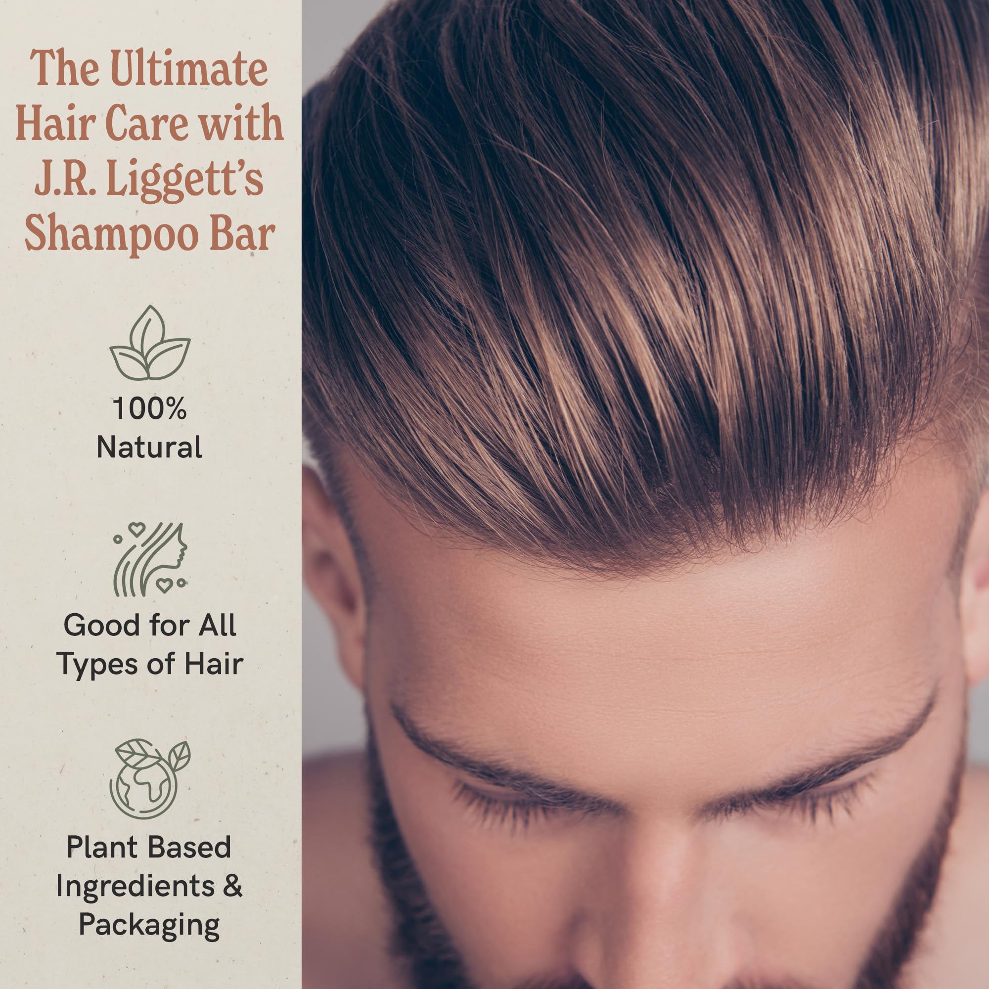 J.R.LIGGETT'S shampoo bar ingredients with tea tree, coconut and almond oils for gentle cleansing.