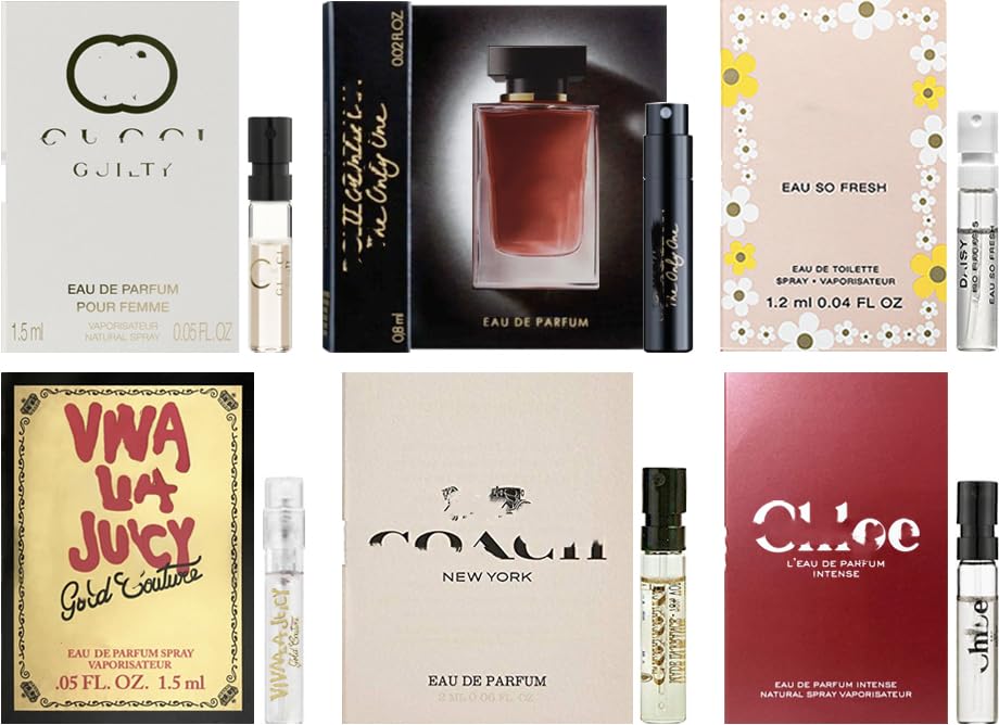 JRoBeauty designer fragrance sampler vials for women, ideal for travel and scent discovery.