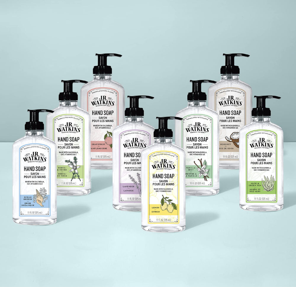 JR Watkins Ocean Breeze eco-friendly refill emphasizes sustainability and long-lasting use.