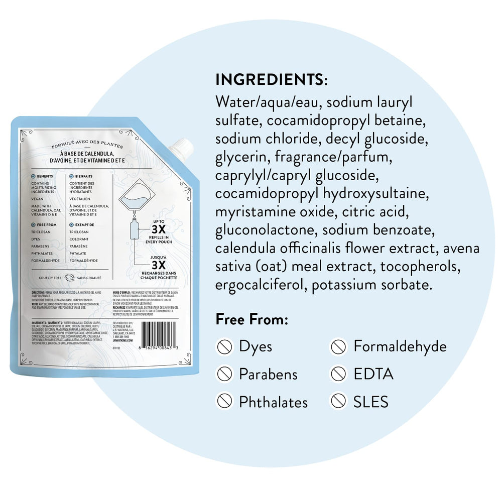 JR Watkins Ocean Breeze plant-based ingredients promoted by the product label.