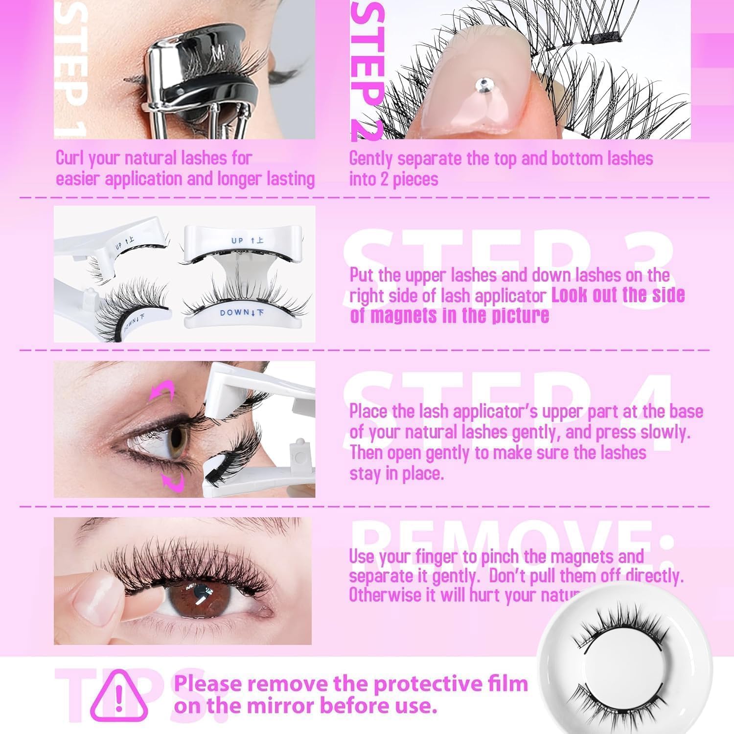 Close-up of Hunnyfit magnets securing lashes for a comfortable fit.