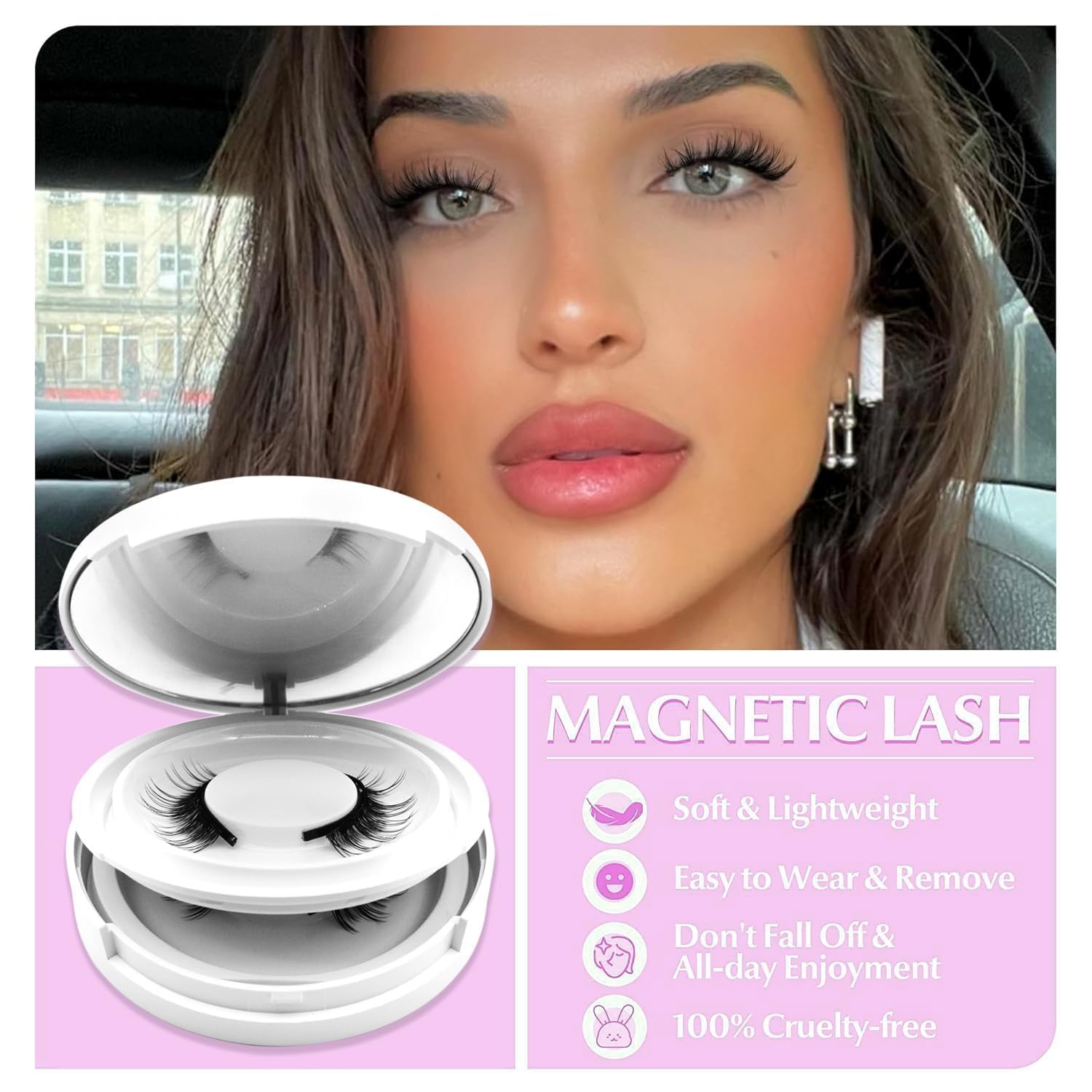 Jsqianfei Hunnyfit magnetic lashes shown without glue for easy application.