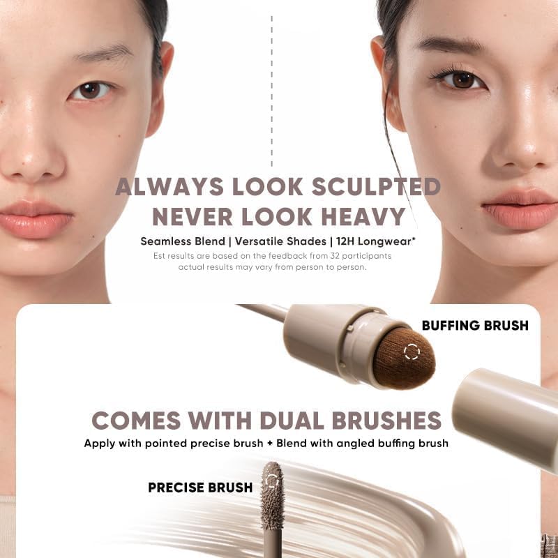 JUDYDOLL Dual Brush Set with pointed precision and angled buffing for blending.