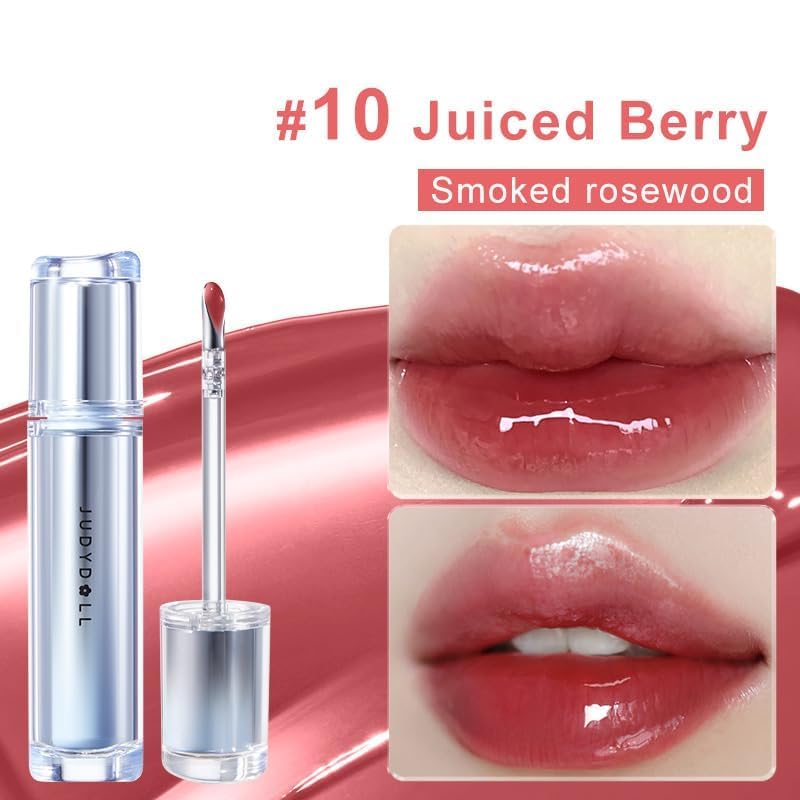 Judydoll Ice Watery Lip Gloss Juiced Berry bottle close-up showing gloss
