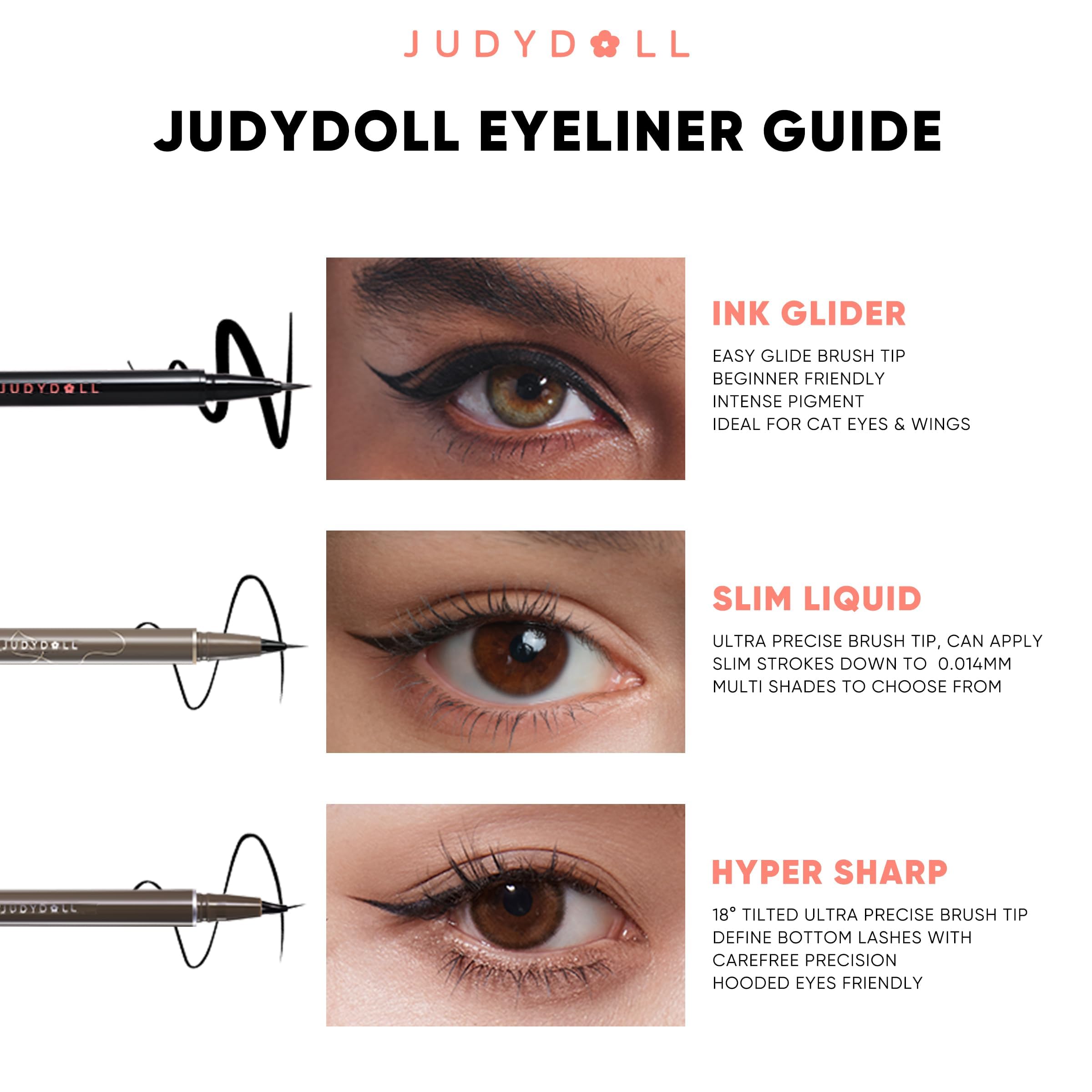 JUDYDOLL Ink Glider application brush designed for effortless glide.