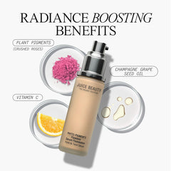 Foundation brush applying an even layer on the cheek for medium-to-full finish.