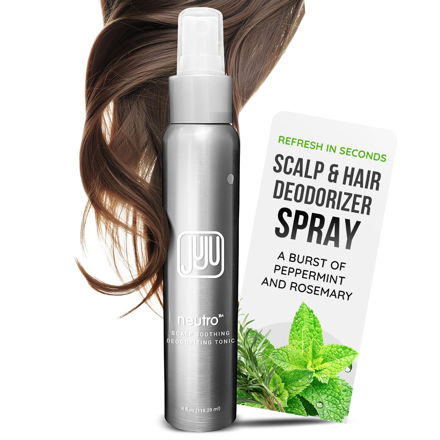 JUJU CHAN Neutro spray bottle on display refreshing scalp and hair after workouts