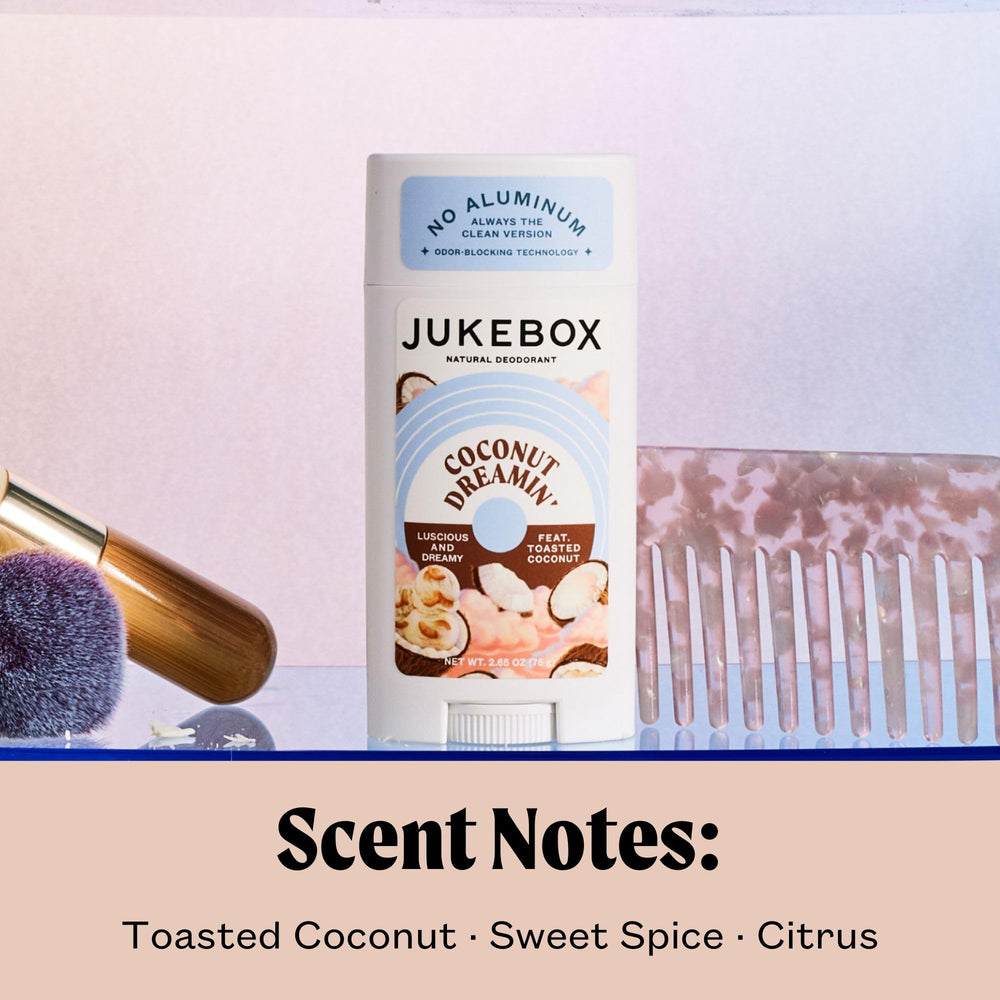 JUKEBOX Coconut Dreamin' scent notes highlighting toasted coconut, sweet spice, and citrus aroma.