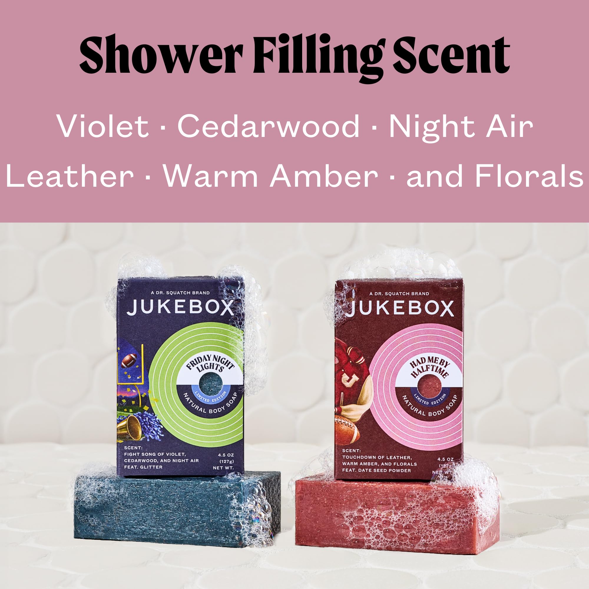 JUKEBOX Had Me by Halftime lather highlighting nourishing, non-scrub option for sensitive or dry skin.