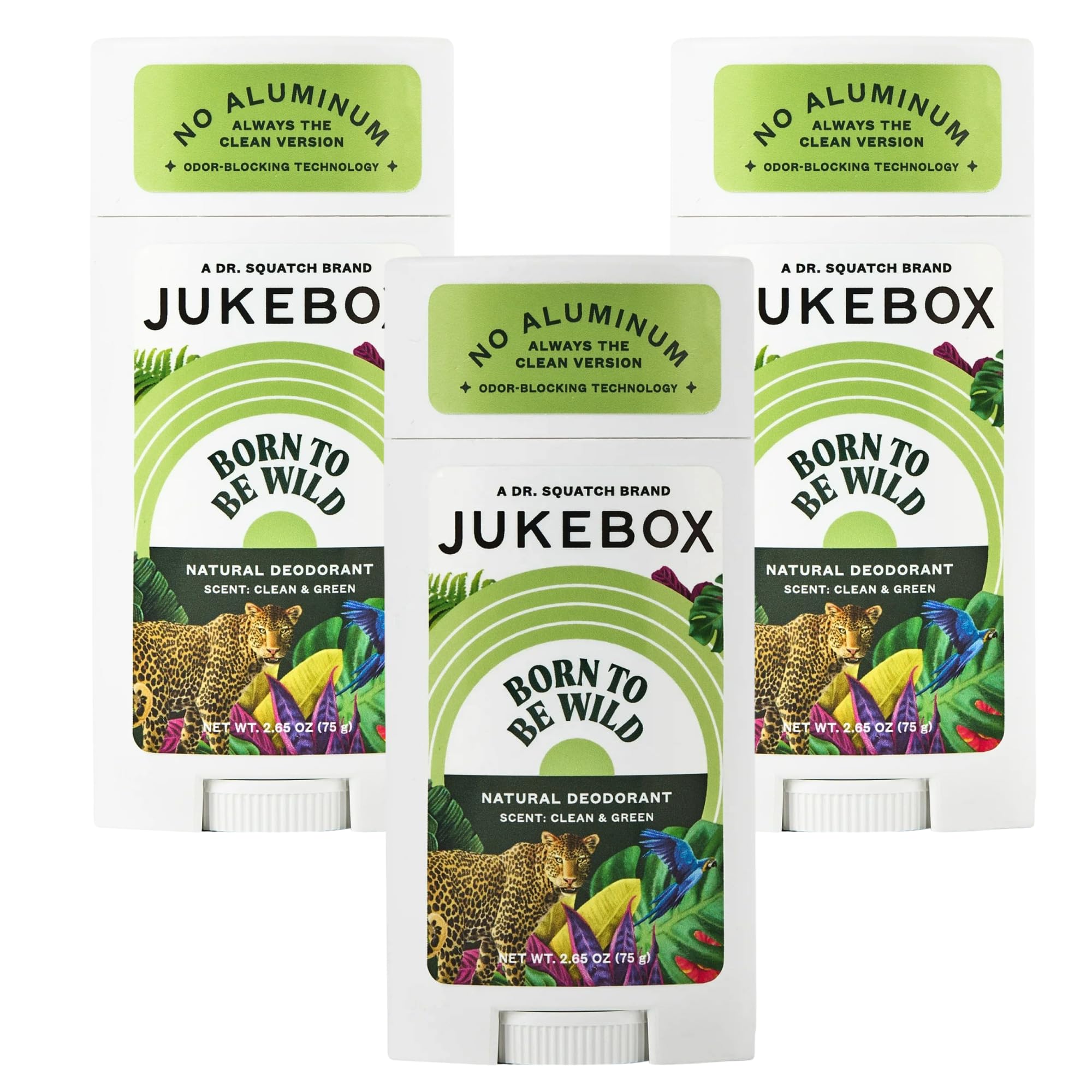 JUKEBOX natural deodorant bottle with Wild Fern scent for all-day freshness.