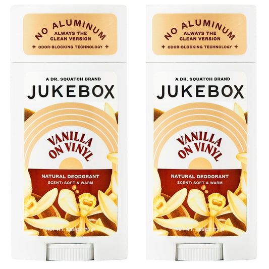 JUKEBOX Vanilla on Vinyl deodorant packaging for everyday scent.