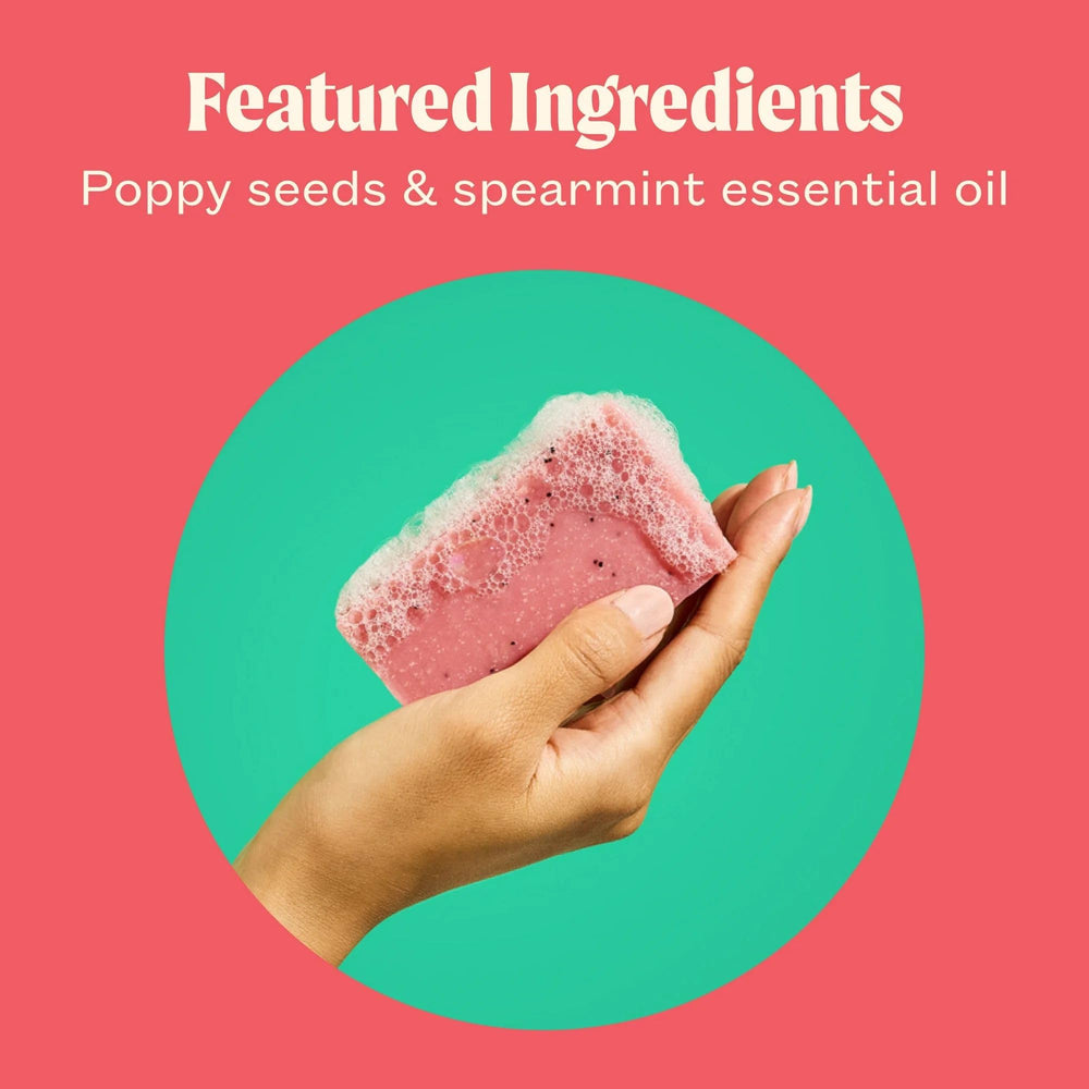 JUKEBOX Watermelon Disco soap on a bathroom shelf with fresh aroma