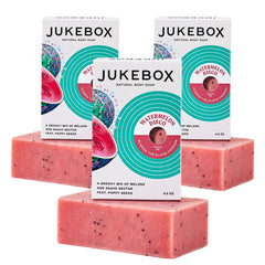 JUKEBOX Watermelon Disco soap close-up highlighting natural ingredients for gentle cleansing