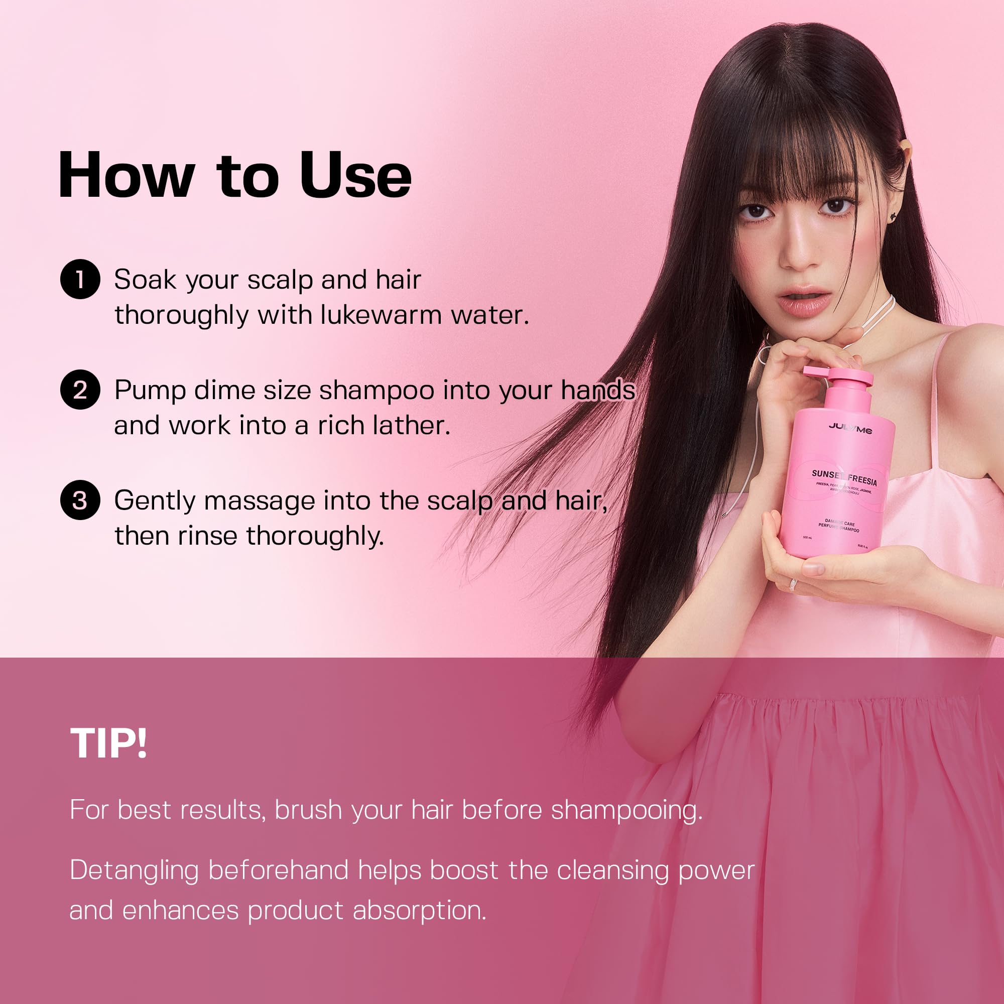 JUL7ME perfume shampoo leaves hair soft and hydrated after wash