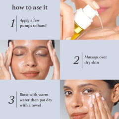 Julep Cleansing Oil emulsification massage demonstrating water rinse after makeup removal
