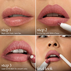 Almond Nude swatch on lips for natural, everyday look.