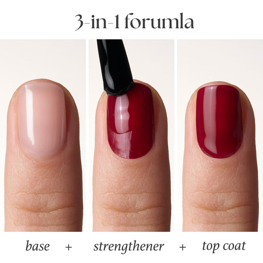Julep Strength in Numbers base coat application smooths nails for even color.