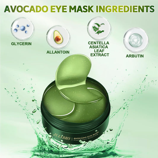 JULYBRO Avocado Vera hydrogel texture supports cooling depuffing for tired eyes.