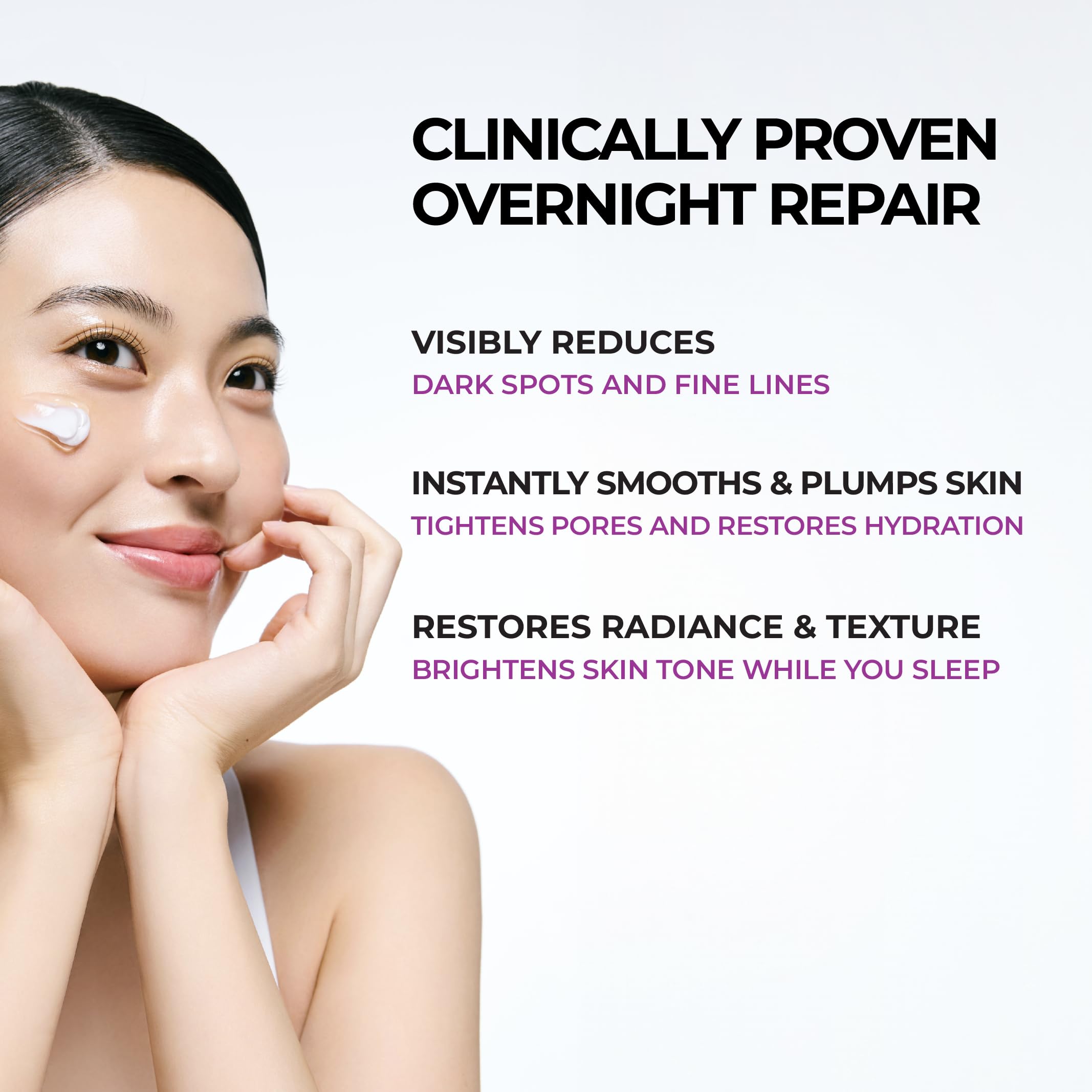JUMISO night-time glass skin application showing a smooth, rested glow by morning