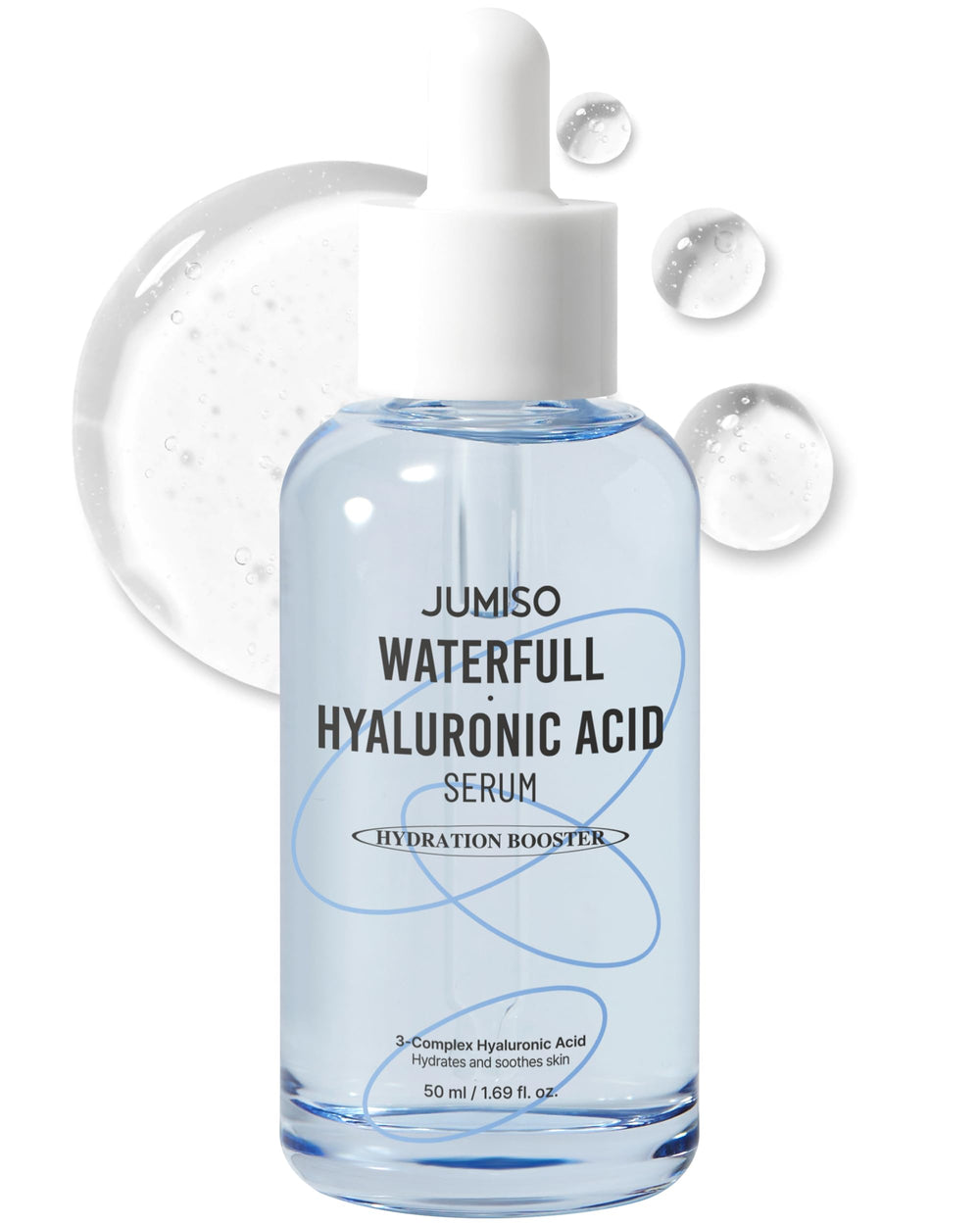 JUMISO Waterfull Hyaluronic Acid Serum bottle hydrates dry skin.