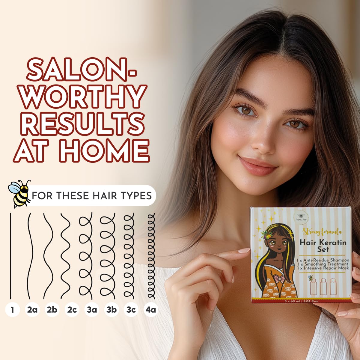 Jumy Bee ingredients close-up with keratin and oils for enrichment