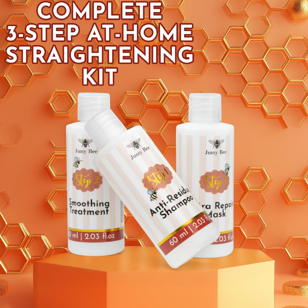 Jumy Bee Step 2 smoothing treatment helps reduce frizz and soften strands