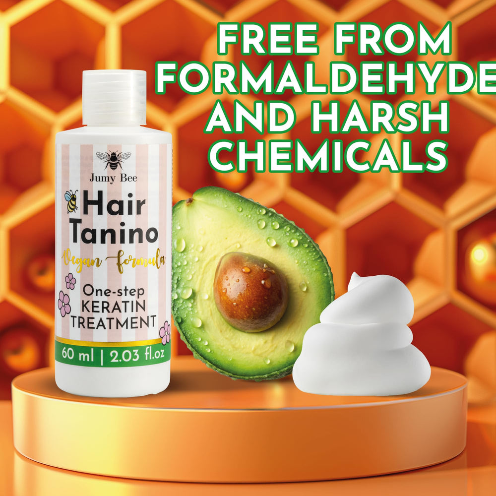 Jumybee Tanino natural oils image emphasizes nourishing formula for healthier hair.
