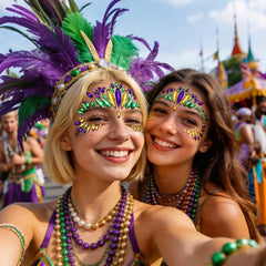 JUNEBRUSHS Mardi Gras jewels application ease for quick party looks