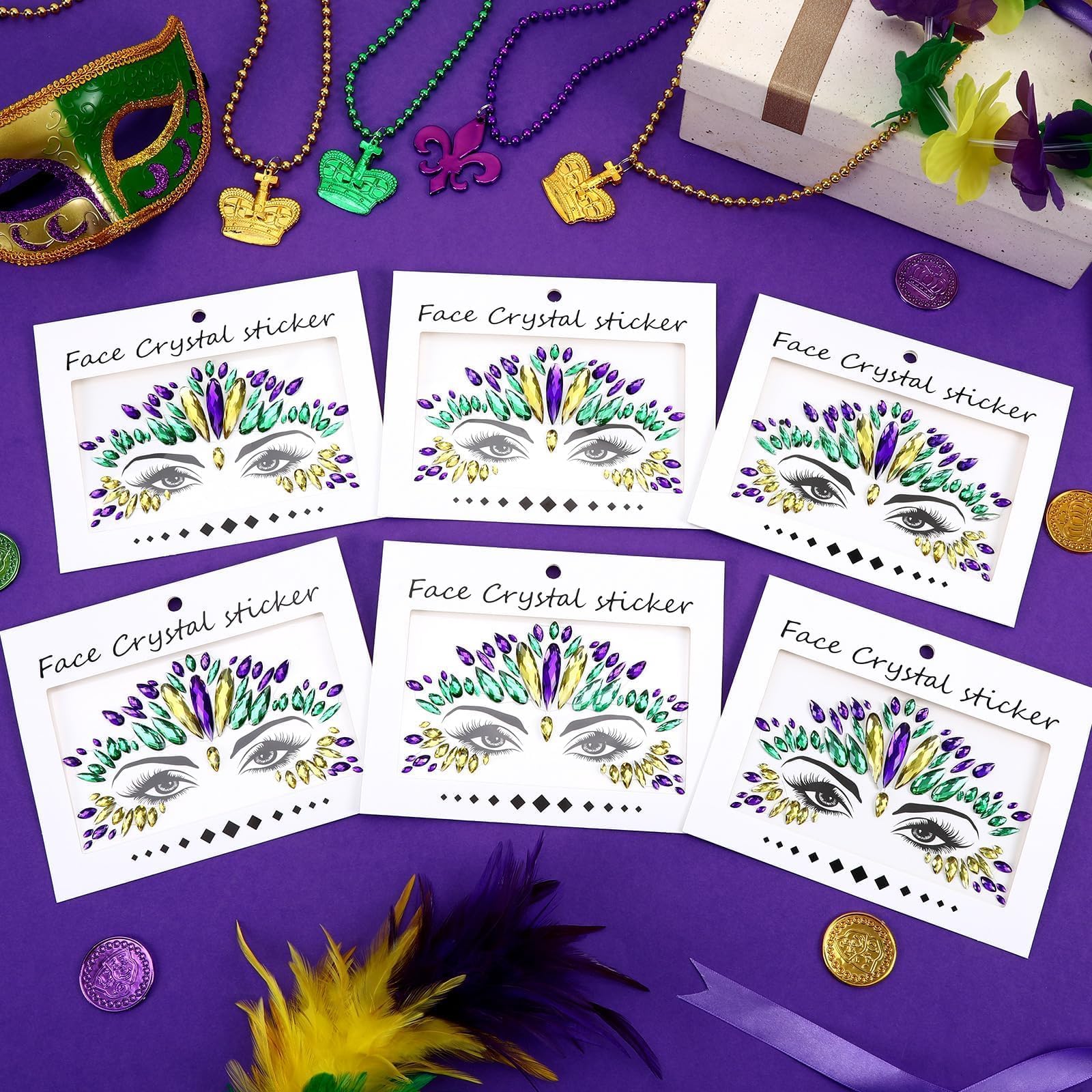 JUNEBRUSHS Mardi Gras jewels suitable for face and body use