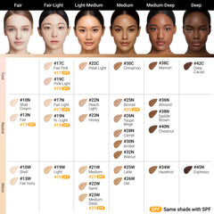 Complexion-correcting cushion brightens tone for a fresher look.