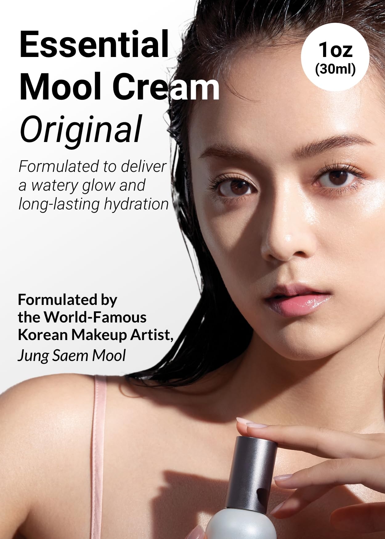 Jung Saem Mool Essential Mool Cream dispenser shot shows quick absorption